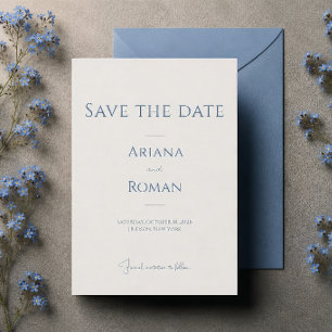 Eleganter Staubblauer Zeitloser Minimalistischer H Save The Date