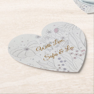Eleganter Staubrosa Blumen Herz Papieruntersetzer Untersetzer