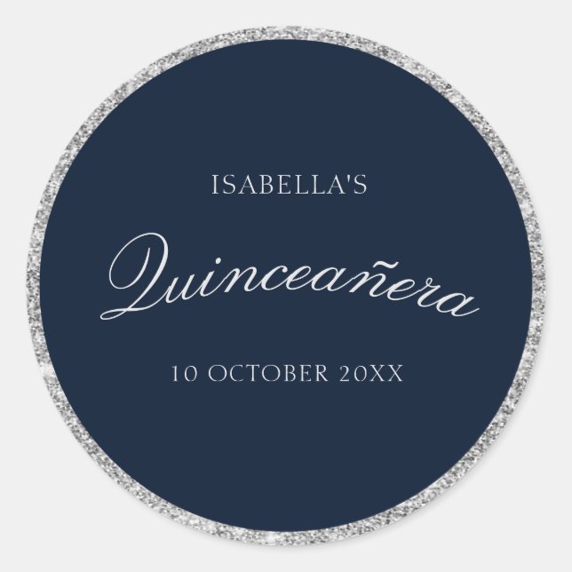 Eleganter Sticker aus Silber und Marine (Vorderseite)