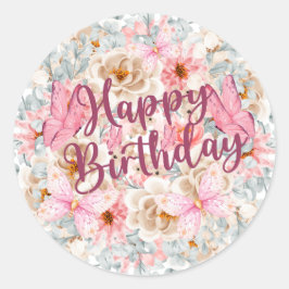 Eleganter Sticker für Blumen und Schmetterlinge