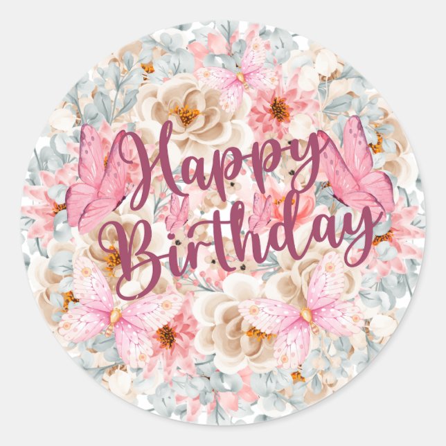 Eleganter Sticker für Blumen und Schmetterlinge (Vorderseite)