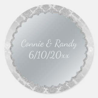 Eleganter Sticker für die Silver Monogram Hochzeit