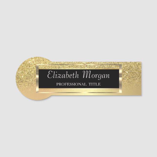 Eleganter Stil, Goldrahmen, Glitzer Ombre Namensschild (Vorderseite)