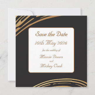 Eleganter Stil in Schwarz und Gold Save The Date