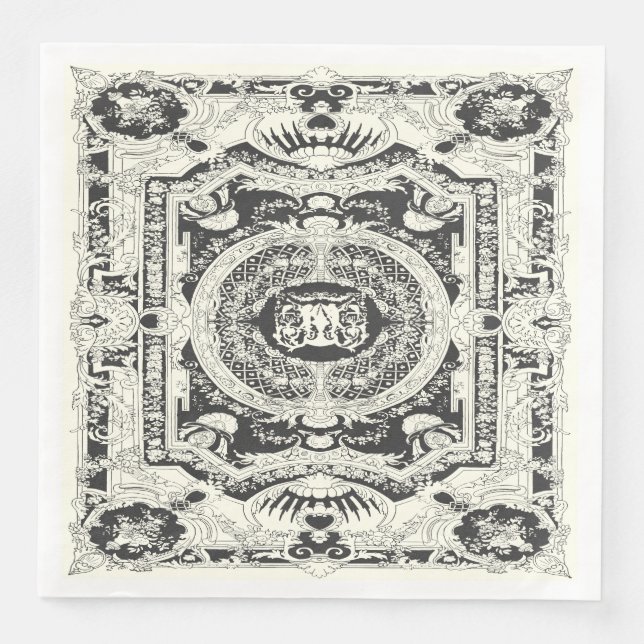 Eleganter Stil Modernes Schwarz-weißes Barock Serviette (Vorderseite)