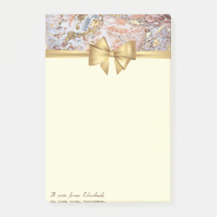 Eleganter Stilftiger, Bow, Gold Marmor Texture Gli Post-it Klebezettel
