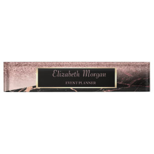 Eleganter Stilftiger Glitzer Bokeh Ombre, Marmor,  Namensplakette