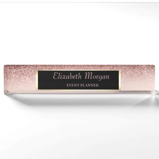 Eleganter Stilftiger Glitzer Bokeh Ombre, Rahmen Namensplakette (Vorderseite)
