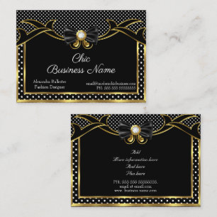 Eleganter Stilvoll Bow-Krawatte Gold Schwarz-weiß Visitenkarte