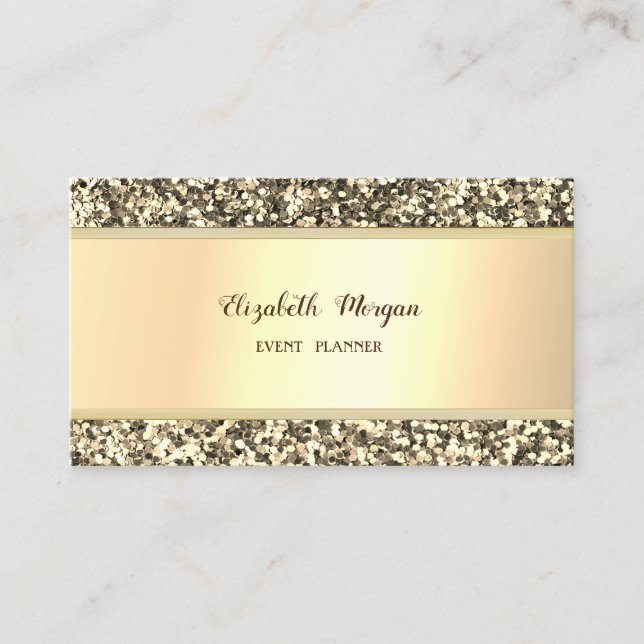 Eleganter Stilvoll Moderne Imitate Gold Glitzer Visitenkarte (Vorderseite)