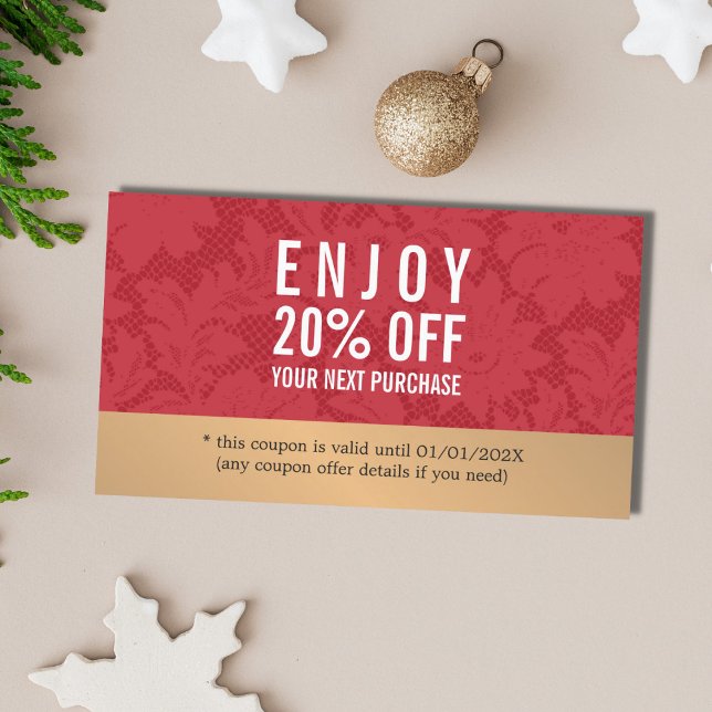 Eleganter Stilvoll Red Lace Gold Beauty Coupon (Von Creator hochgeladen)