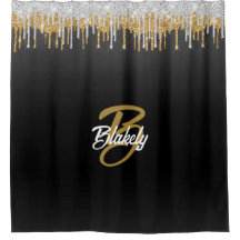 Eleganter, stilvoller Black & Gold Glitzer Mit Mon