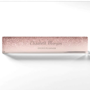 Eleganter stilvoller Glitzer Bokeh Ombre Rose Gold Namensplakette