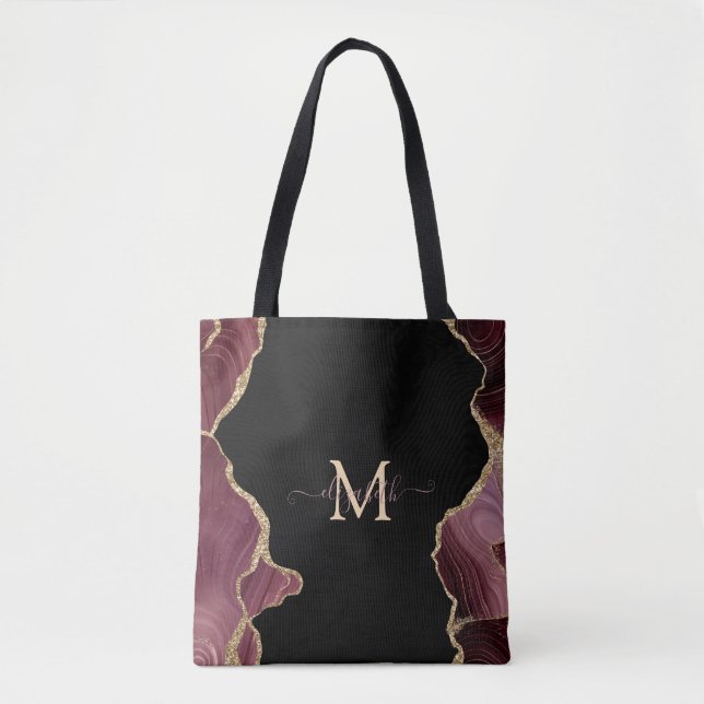 Eleganter, stilvoller Gold Glitzer Burgundy Agate  Tasche (Vorderseite)