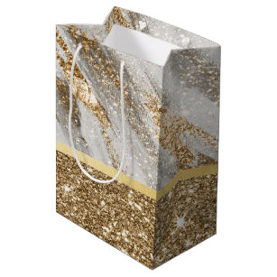 Eleganter, stilvoller Gold Glitzer Shiny Mittlere Geschenktüte