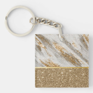 Eleganter, stilvoller Gold Glitzer Shiny Schlüsselanhänger