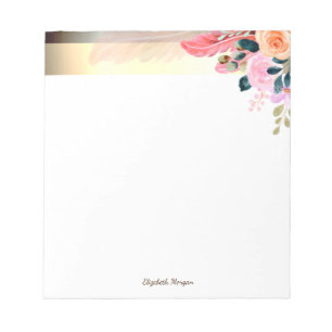 Eleganter stilvoller goldener Streifen, Blumen Fed Notizblock