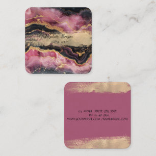 Eleganter stilvoller Goldglitter Schwarz Burgunder Quadratische Visitenkarte