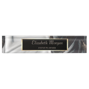 Eleganter stilvoller Goldrahmen, Marmor Namensplakette