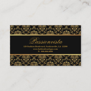 Eleganter stilvoller Goldschwarz-Damast Visitenkarte