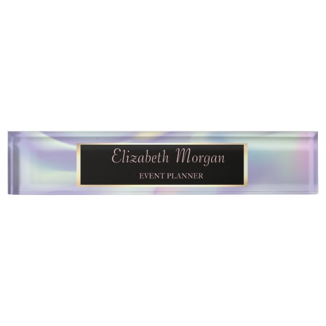 Eleganter, stilvoller Holografischer Rahmen Namensplakette (Vorderseite)