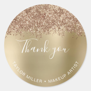 Eleganter stilvoller Kupfer-Roségold-Glitter Danke Runder Aufkleber