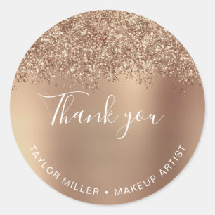 Eleganter stilvoller Kupfer-Roségold-Glitter-Danke Runder Aufkleber