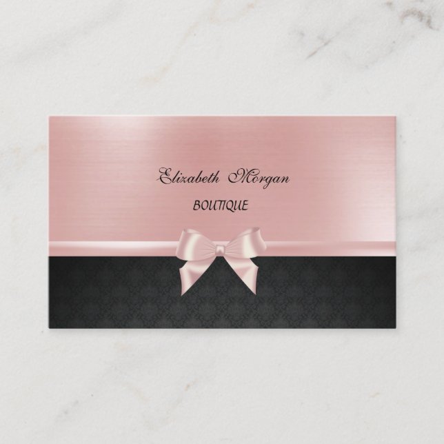 Eleganter stilvoller Luxus, Damaske, rosa Ribbon B Visitenkarte (Vorderseite)