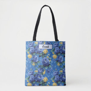 Eleganter stilvoller süßer blauer botanischer Blum Tasche