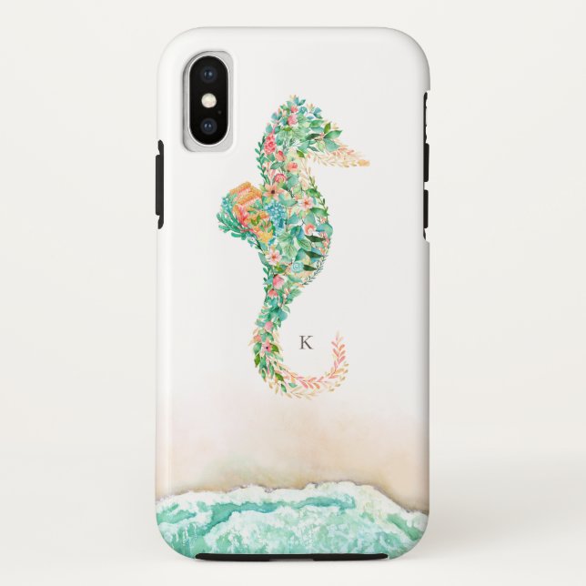 Eleganter Strand-botanisches Seepferd Case-Mate iPhone Hülle (Rückseite)