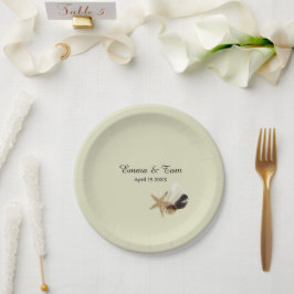 Eleganter Strand Hochzeit Küste Ziel Pappteller