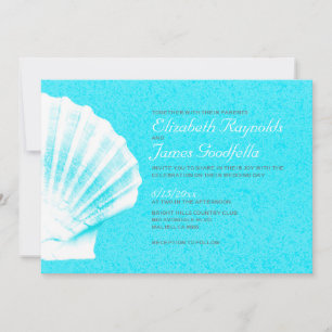 Eleganter Strand Seashells Hochzeit in Urlaubsort  Einladung