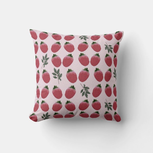 Eleganter Strawberry-Akzent Kissen (Vorderseite)