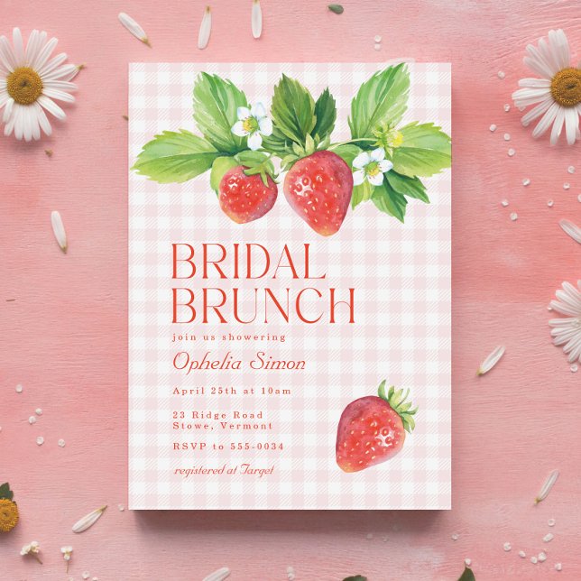 Eleganter Strawberry Pink Brautparty Brunch Einladung (Von Creator hochgeladen)