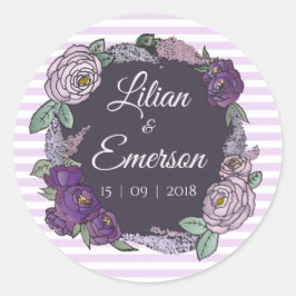 Eleganter Streifen Lilac & Lavender Floral Sticker