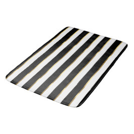 Eleganter Streifen schwarz-weiß Badematte