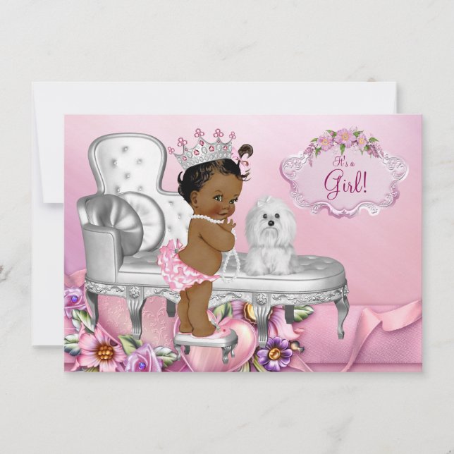 Eleganter Stuhl Ethnic Princess Pearl Baby Shower Einladung (Vorderseite)