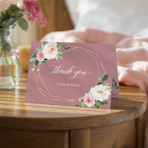 Eleganter, stumpfer Rose Blush, geometrischer Rahm Dankeskarte