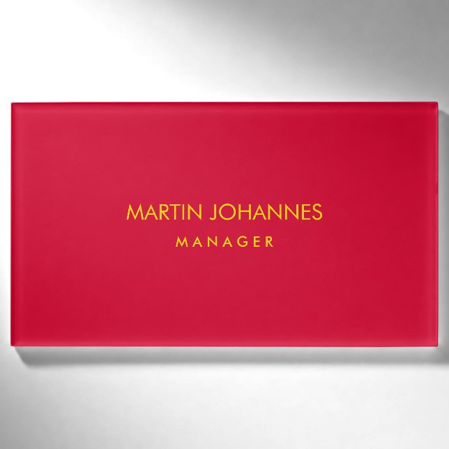 Eleganter stylish Cherry Red Gold Color Individuel Namenschild (Vorderseite)