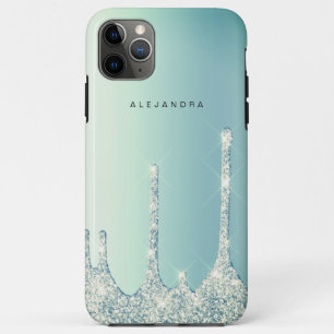 Eleganter, stylisher, grüner Glitzer Tropfen Case-Mate iPhone Hülle