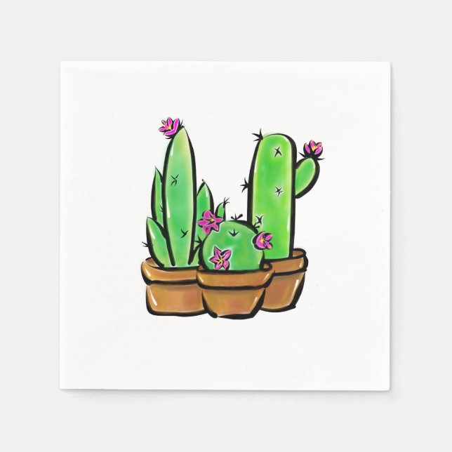 Eleganter südwestlicher Cactus cacti succulents Serviette (Vorderseite)