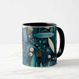 Eleganter Surfbrett und Kelp-Strandbecher Tasse