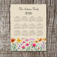 Eleganter süßer Wasserfarben-Wildblumenkalender 20