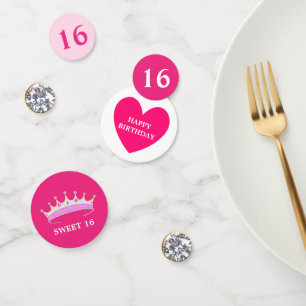 Eleganter Sweet 16 Geburtstag auf Magenta Pink Konfetti