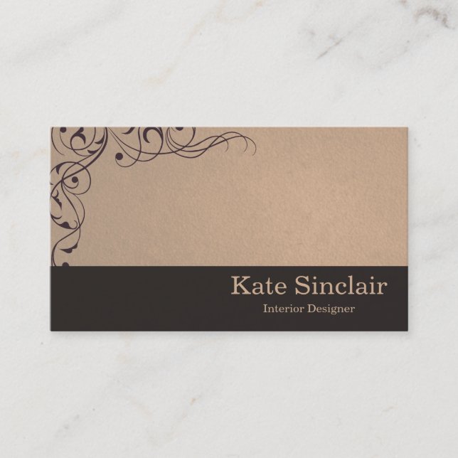 Eleganter Swirl Vine Border Räume Designer Visitenkarte (Vorderseite)