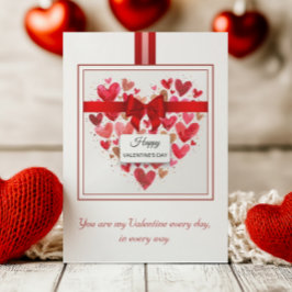 Eleganter Tag der Liebe Herz Bow Roter Valentinsta Feiertagskarte