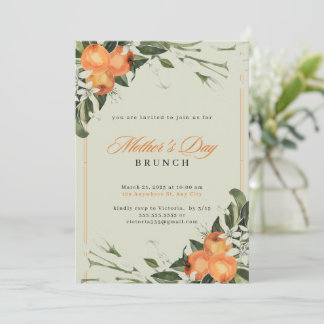 Eleganter Tag der Mutter mit orangefarbenem Wasser Einladung