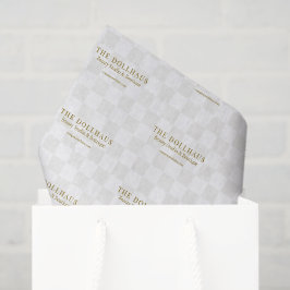Eleganter Tan Checkered Background Name Seidenpapier