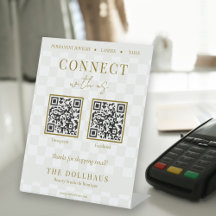 Eleganter Tan Checkered Gold Connect mit US QR Cod