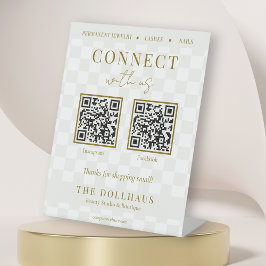 Eleganter Tan Checkered Gold Connect mit US QR Cod Sockelschild